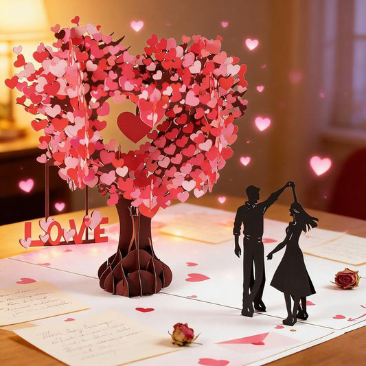 3D Love Tree Hearts Couple Card for Your Loved One